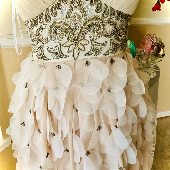 Sue Wong Cream Ruched One Shoulder Gown-NWOT - Picture 4 of 5